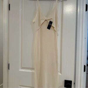 Abercrombie Cream White Ribbed Midi Dress NWT